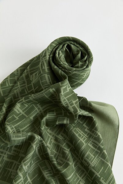 Nihan Geometrik Desen Jakar Eşarp Yeşil
