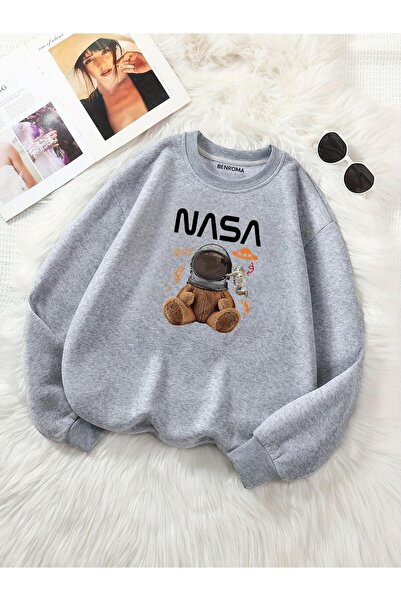 ROYAL FASHİON سترة رياضية كبيرة الحجم للجنسين مطبوعة بتصميم الدب مصنوعة من ال...