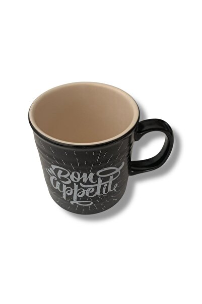 Keramika Barrel Mug 10cm Matte Black Chalkboard Painted with the Words'Bon Uppelite'