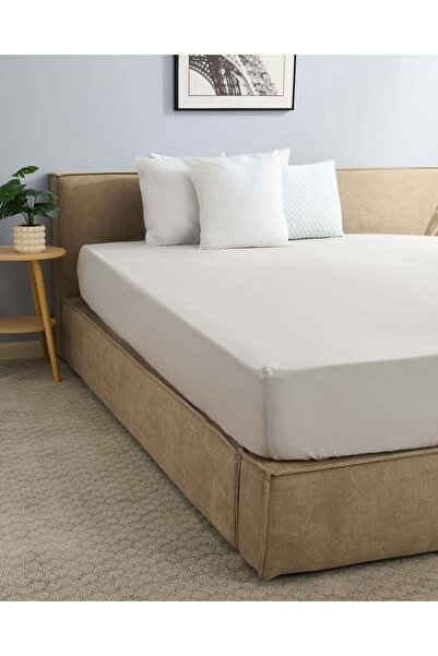 REDTAG Grey Cotton Fitted Sheet (Super King Size)