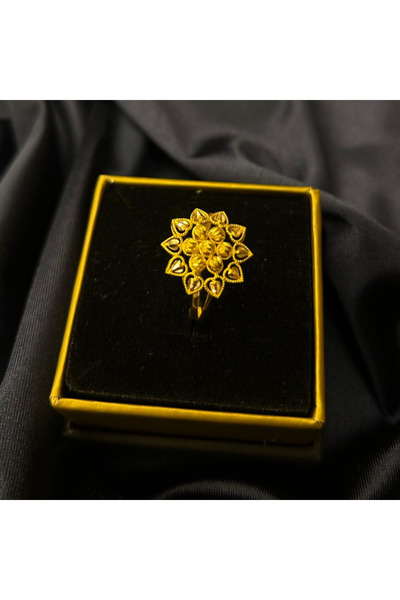 K KAPLAN GOLD 14 Ayar Çiçek Desenli Altın Yüzük