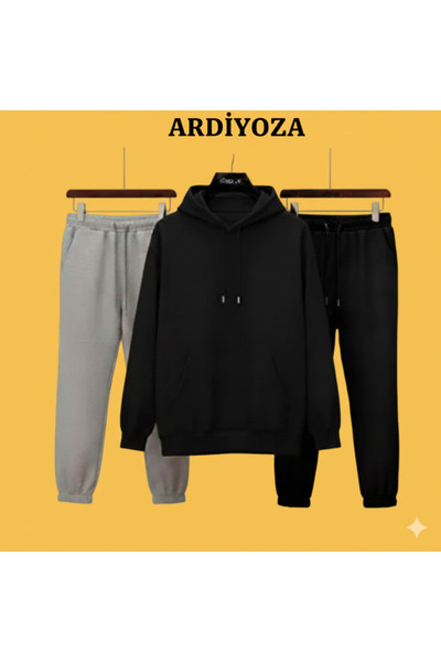 SILATU Set of 3 Unprinted Modern (Black Sweat-Grey Black Tracksuit)