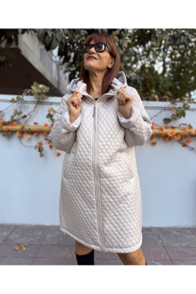 DenizEge Women's Quilted Coat Stone