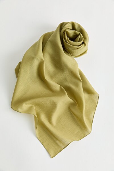 Nihan Keten Efektli Natural Lyocell Eşarp Olive