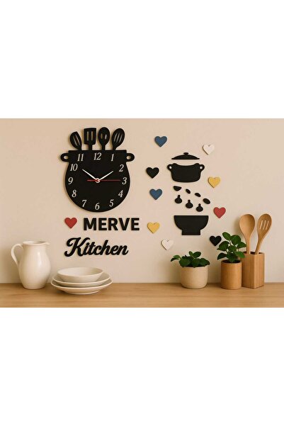 mrchediyesepeti MUTFAK DUVAR SAATİ KİŞİYE ÖZEL İSİMLİ MUTFAK MALZEMELERİ TEMA...