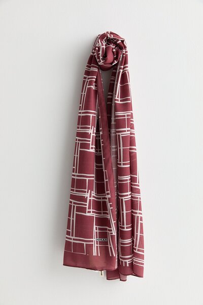 Nihan Desenli Viskon İpek Şal Bordo
