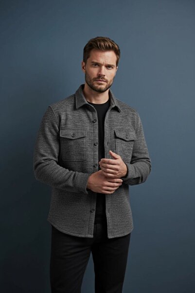 Sarar Інтерв'ю з кнопками, подвійними кишенями, тонким плетінням, чорний - антрацитовий трикотажний кардиган