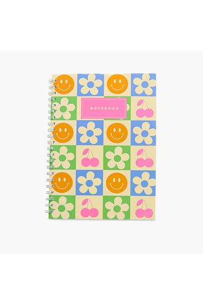 Lifestyle دفتر ملاحظات حلزوني بطبعة مبتسمة