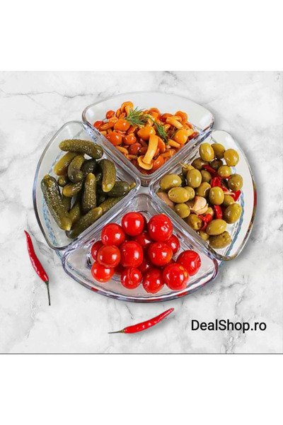 dealshopromania Set de 4 boluri din sticlă cu tavă 200 ml - Denis Kaveh