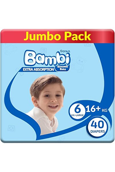 Sanita Bambi Baby Diapers, 40 Pieces, Size 6 Extra Large (Over 16 kg)