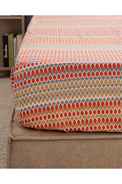 REDTAG Brown Geometric Printed Fitted Sheet (Super King Size)