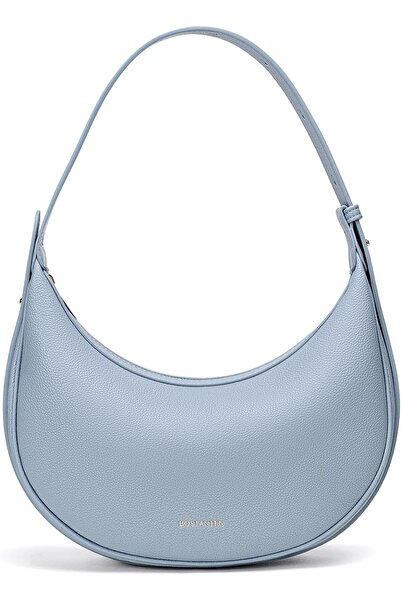 BOSTANTEN Crescent Shoulder Bag for Women - Trendy Crossbody Hobo Purse Vegan Leather Blue Small