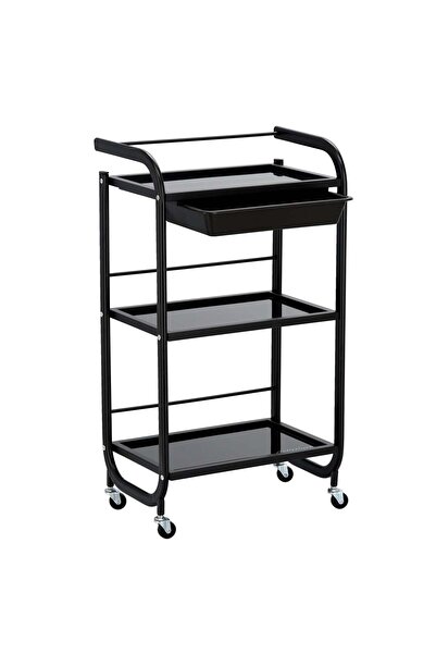 Cosmeticos Ucenic metalic cu rafturi de sticlă 3-PK-0030 - Negru