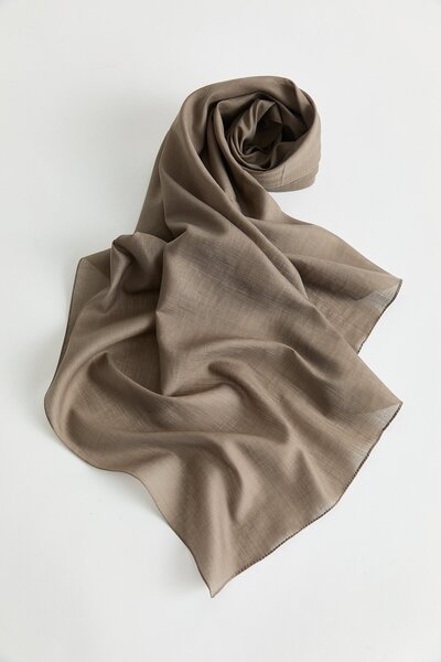 Nihan Keten Efektli Natural Eşarp Koyu Vizon