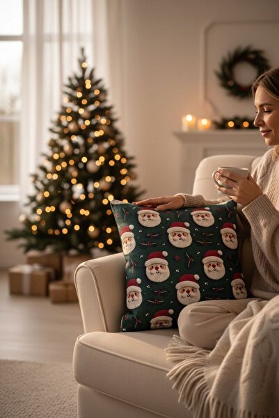 ANJEAHOME Sydney Christmas Patterned Throw Pillow Cover | 45X45 cm | Digital Printed | Stylish Design – Washable Fabric