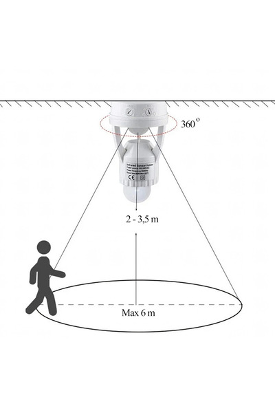 zola E27 bulb socket with motion and twilight sensor, 60W, 360°, 6 m, time and lighting adjustment