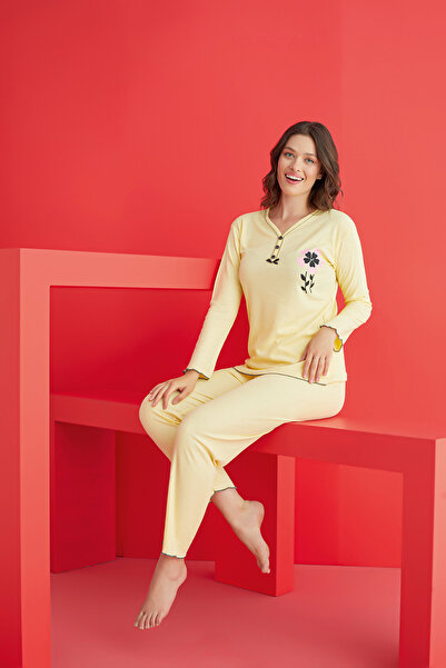 rindahomewear Women's Ribbed Long Sleeve Pajama Set