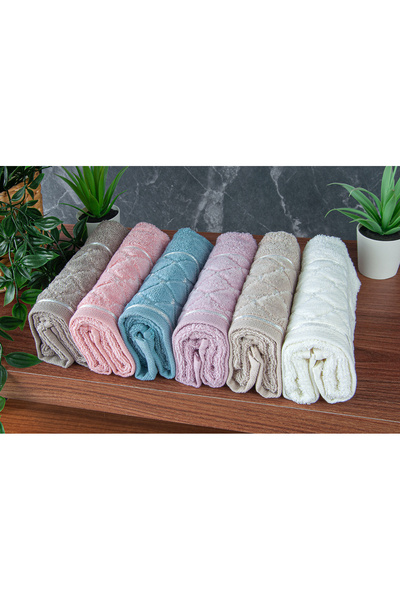 ihvan online Jacquard 100% Cotton 6-Piece Luxury Boxed Dowry Kitchen Towels 30X50 - 00743