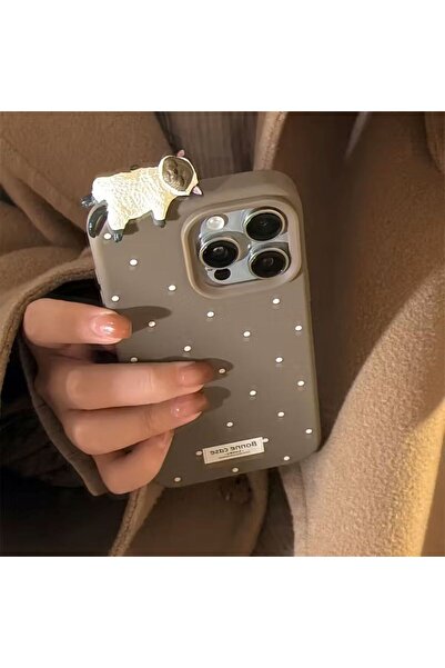 HISCOSMETIC 3D Kedi Maskotlu Puantiyeli Telefon Kılıfı Iphone 16 Pro için Uyg...