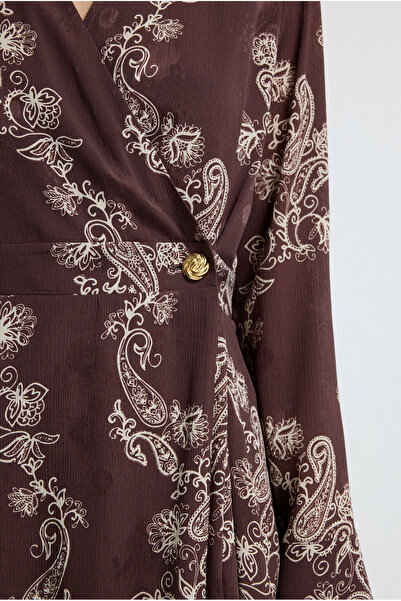 adL Desenli Kruvaze Elbise