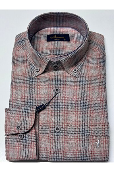 Daniel Bessi Κλασικό ανδρικό πουκάμισο με μακρυμάνικο κανονικό τύπο με καρό τσέπες GML-500