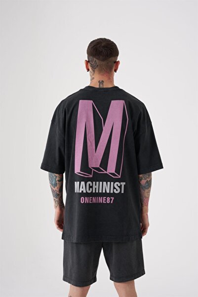 Machinist Ανδρικό μπλουζάκι One Nine87 με τύπωμα Washable oversized Asp-Pink