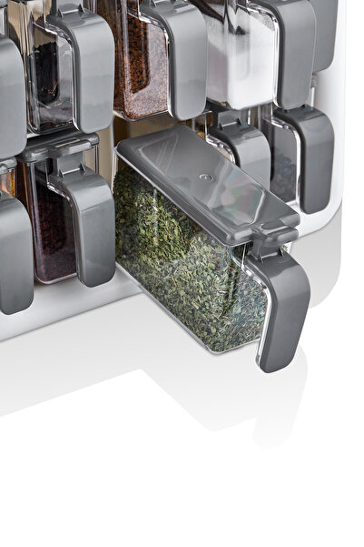 Morena Premium 12-Piece Spice Set with Spoons – Transparent Crystal Look, Odor-Free, with Lid and Stand