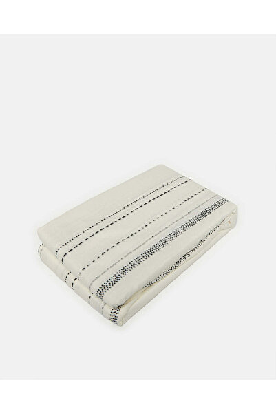 REDTAG Ivory Striped Printed Fitted Sheet (Double Size)