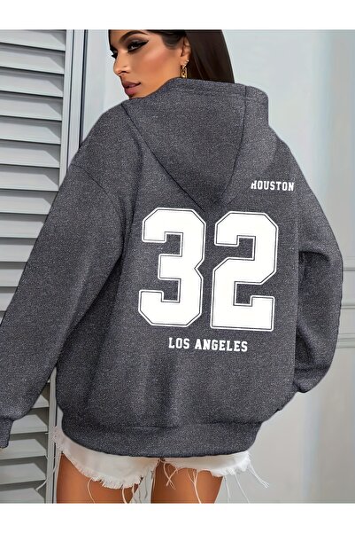 MODAVİBE بغطاء رأس مطبوع سترة للجنسين بجيب كنغر