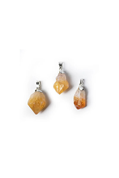 Mood Necklaces Citrine pendant (burnt amethyst) raw stone -- ±3 cm