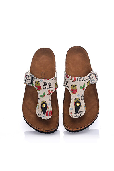 Streetfly Γυναικείες παντόφλες με θέμα την Πρωτοχρονιά με τύπωμα σε χρώματα