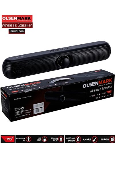 Olsenmark Wireless speaker, Bluetooth 2.0 FM channel, USB, TF card, AUX input, TWS, 2 x 6W speaker (OMMS1288)