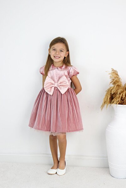 kidello فستان بناتي لعيد الميلاد من Ruby Velvet Bow مزين بفيونكة مخملية (1-5 ...