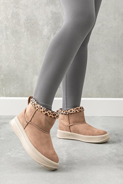 Golder Γυναικείες χειμερινές μπότες με αντιολισθητική σόλα από μάλλινη επένδυση από βιζόν λεοπάρ