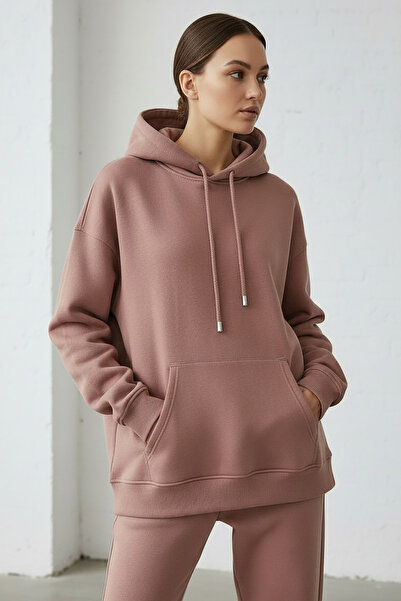 Giyim Dünyası سترة نسائية من Pendepe Three Thread Sh مبطن بالصوف بغطاء للرأس ...