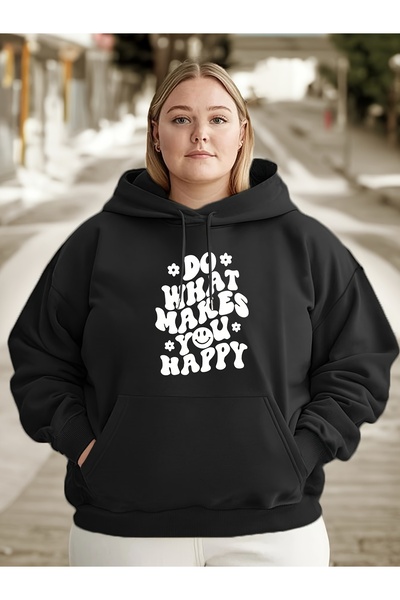 MODAVİBE Φούτερ Unisex με στάμπα και τσέπη καγκουρό