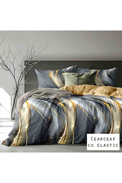 Patul Bubmac Finet Linen, Sulphur, Double Bed, 2 Persons, 6 Pieces, Fitted Sheet