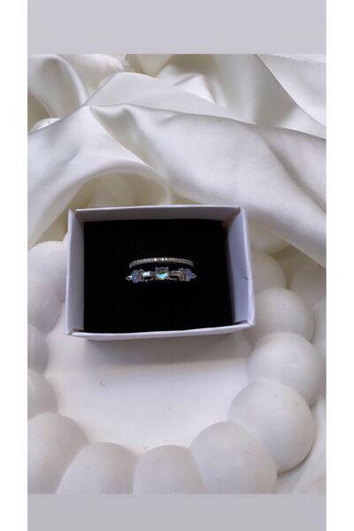 ÖNKÜTAKI خاتم مزدوج بتفاصيل حجرية ملونة