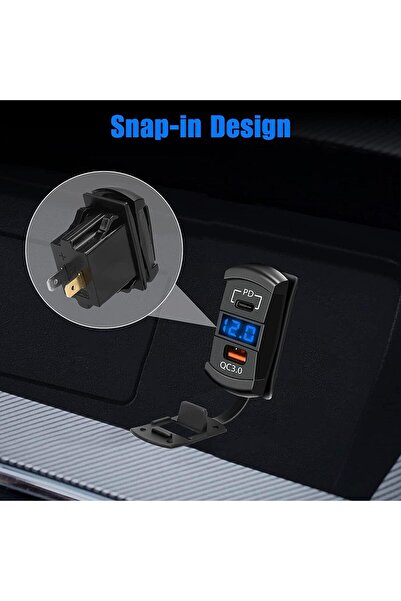 TERRIFI Car Charger Socket PD Type-C & QC3.0 with LED Voltmeter