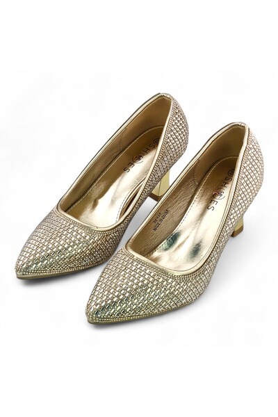 Sunrise Rhinestone Pointed Toe Mid Heel Pump