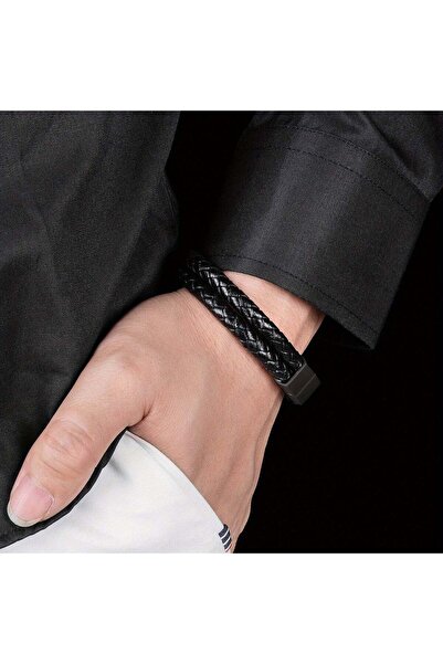 Rugiio Double leather bracelet (Black)