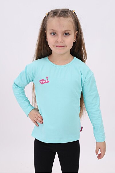 Toontoy تي شيرت بناتي مطبوع بأكمام طويلة وياقة دائرية