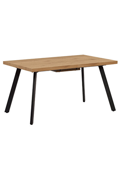 DacEnergy Dining table, foldable, oak / metal, 140-180x80 cm, AKAIKO