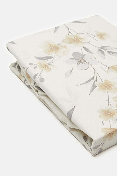 REDTAG Beige Floral Printed Fitted Sheet (Double Size)