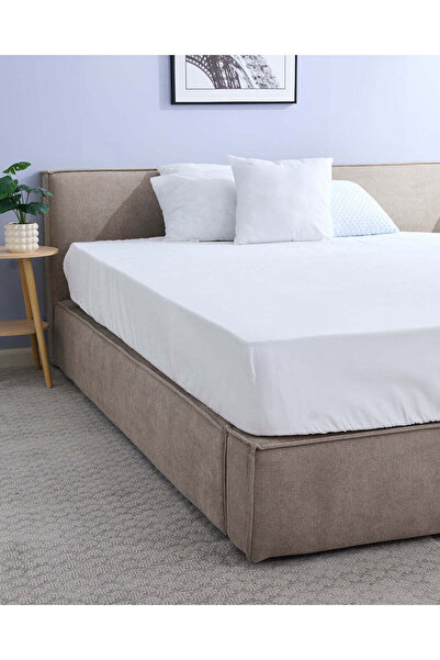 REDTAG White Plain Fitted Sheet (Double Size)