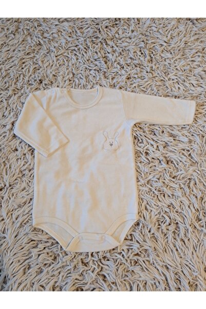 Handmade Minis Boutique Body cu maneca lunga din catifea, ivoire