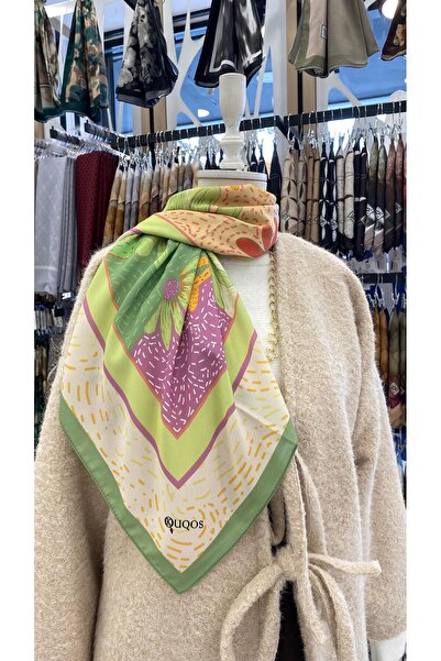 KUQOS Eșarfă cu model Art Flower, culoare mentă