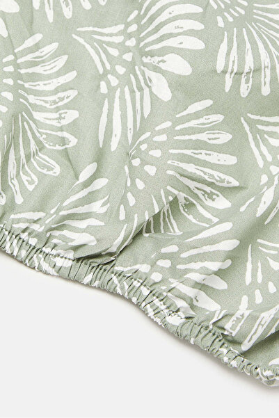 REDTAG Grey Geometric Printed Fitted Sheet (Double Size)