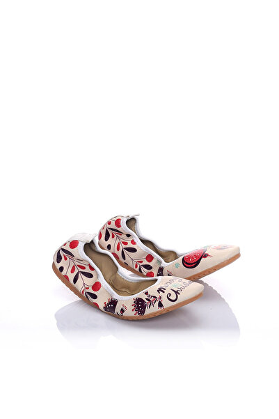 Streetfly Christmas Themed Printed Colorful Foldable Women's Ballerinas