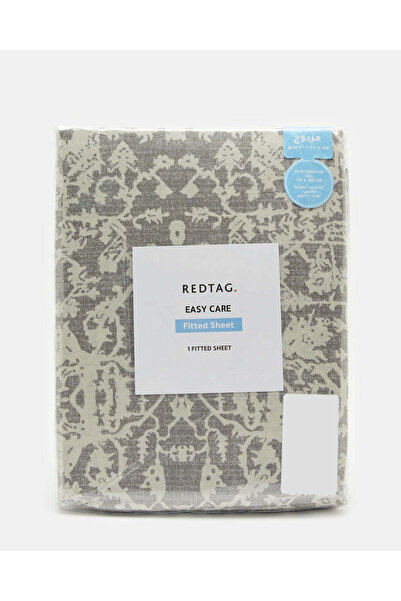 REDTAG Grey Printed Fitted Sheet (Double Size)